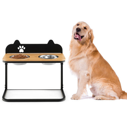 Load image into Gallery viewer, Dog Bowl Stand with 2 Stainless Steel Food Water Bowls
