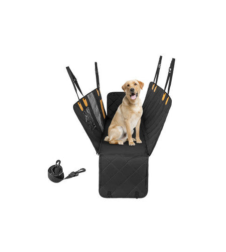 Dog Car Seat Cover Protector for Back Seat with Mesh Windows-Black
