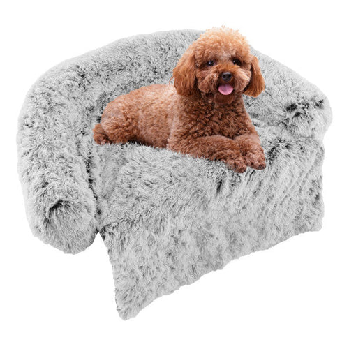 Load image into Gallery viewer, White Plush Calming Dog Couch Bed with Anti-Slip Bottom-S
