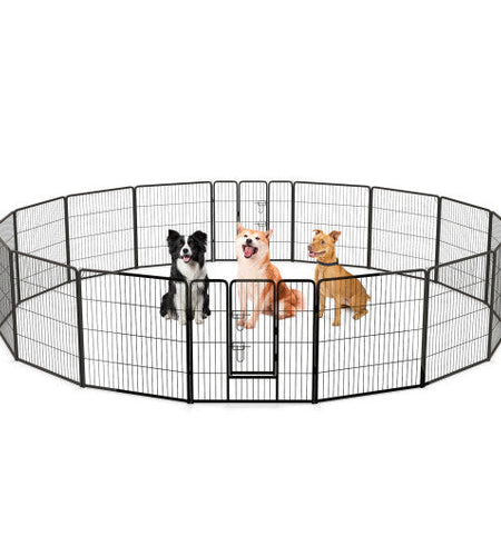 16 Panel 24/32/40 Inches Height Dog Playpen with Lock and Large Door-32 inches