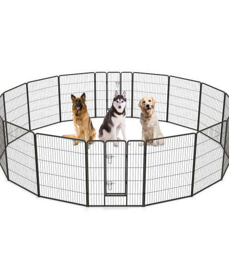 16 Panel 24/32/40 Inches Height Dog Playpen with Lock and Large Door-40 inches