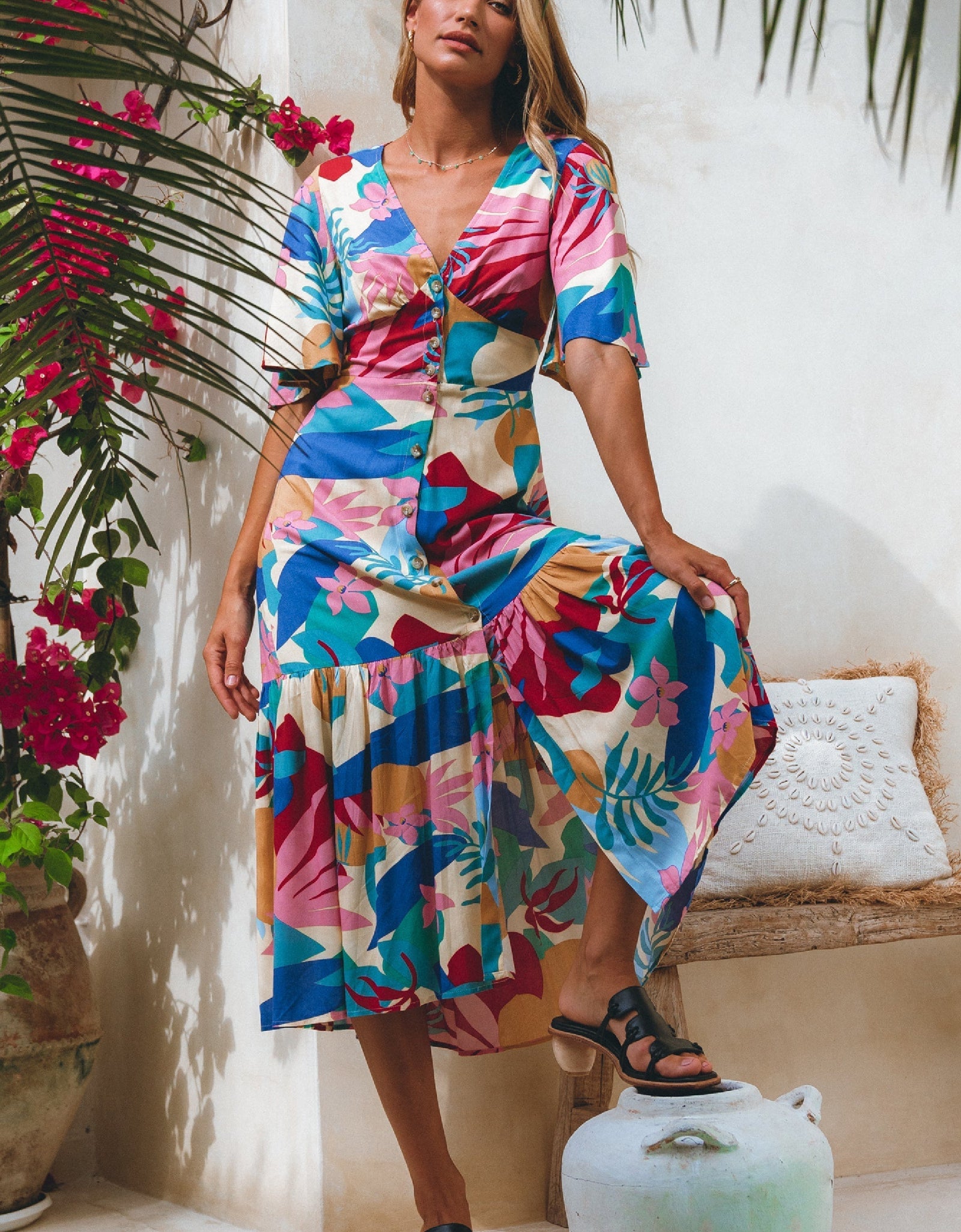 Donna Button Down Midi Dress by ELF