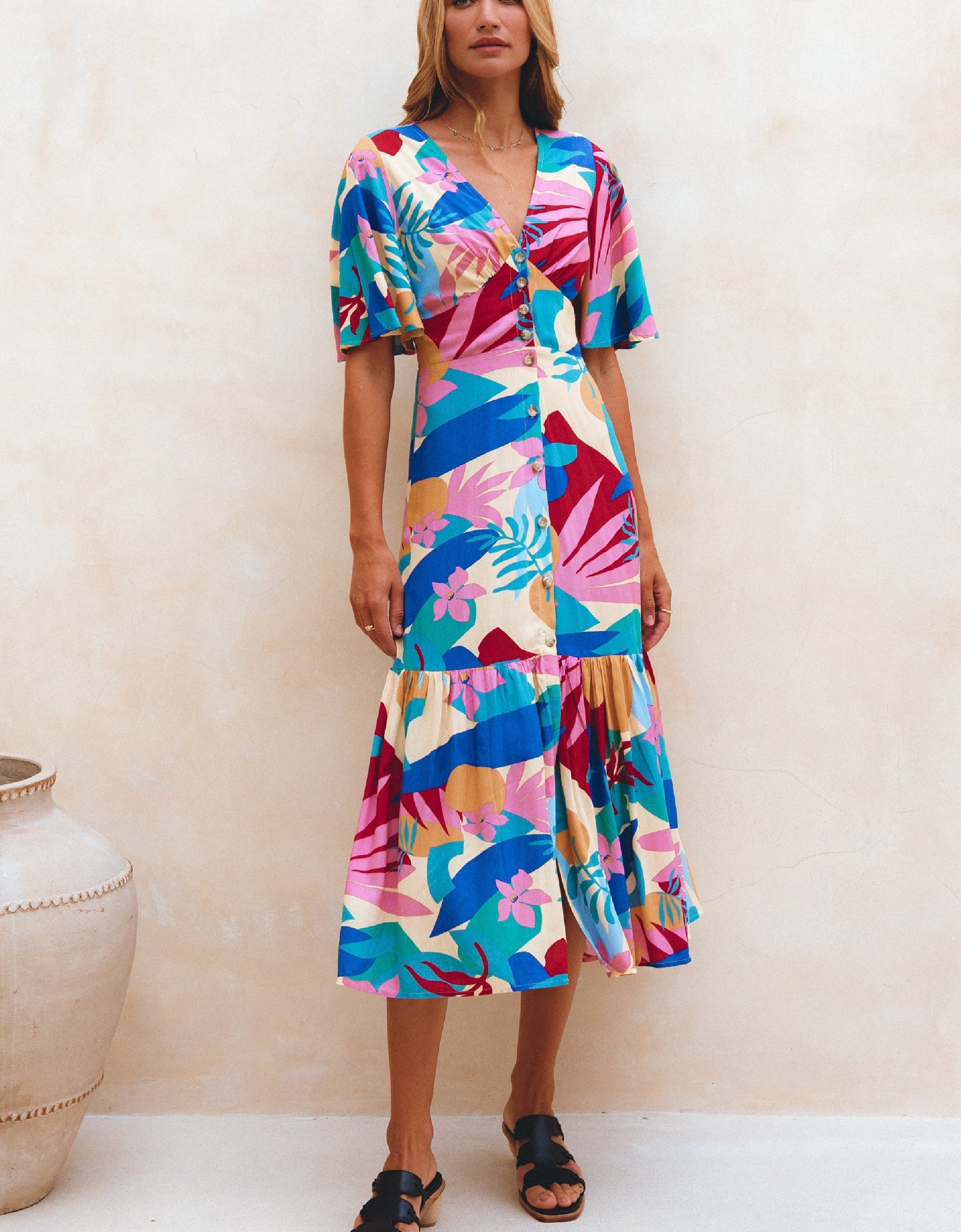 Donna Button Down Midi Dress by ELF
