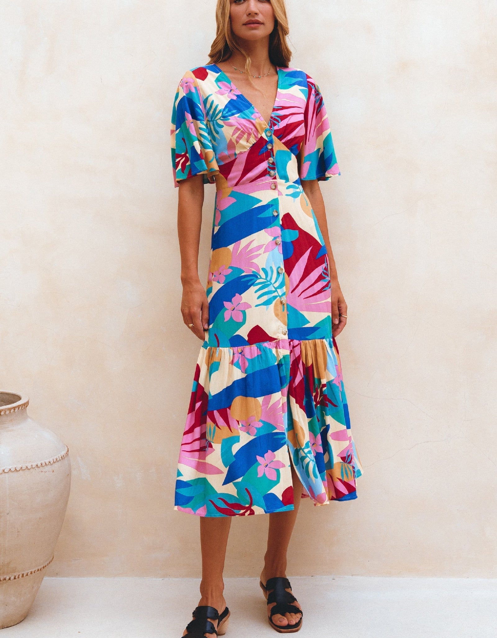 Donna Button Down Midi Dress by ELF