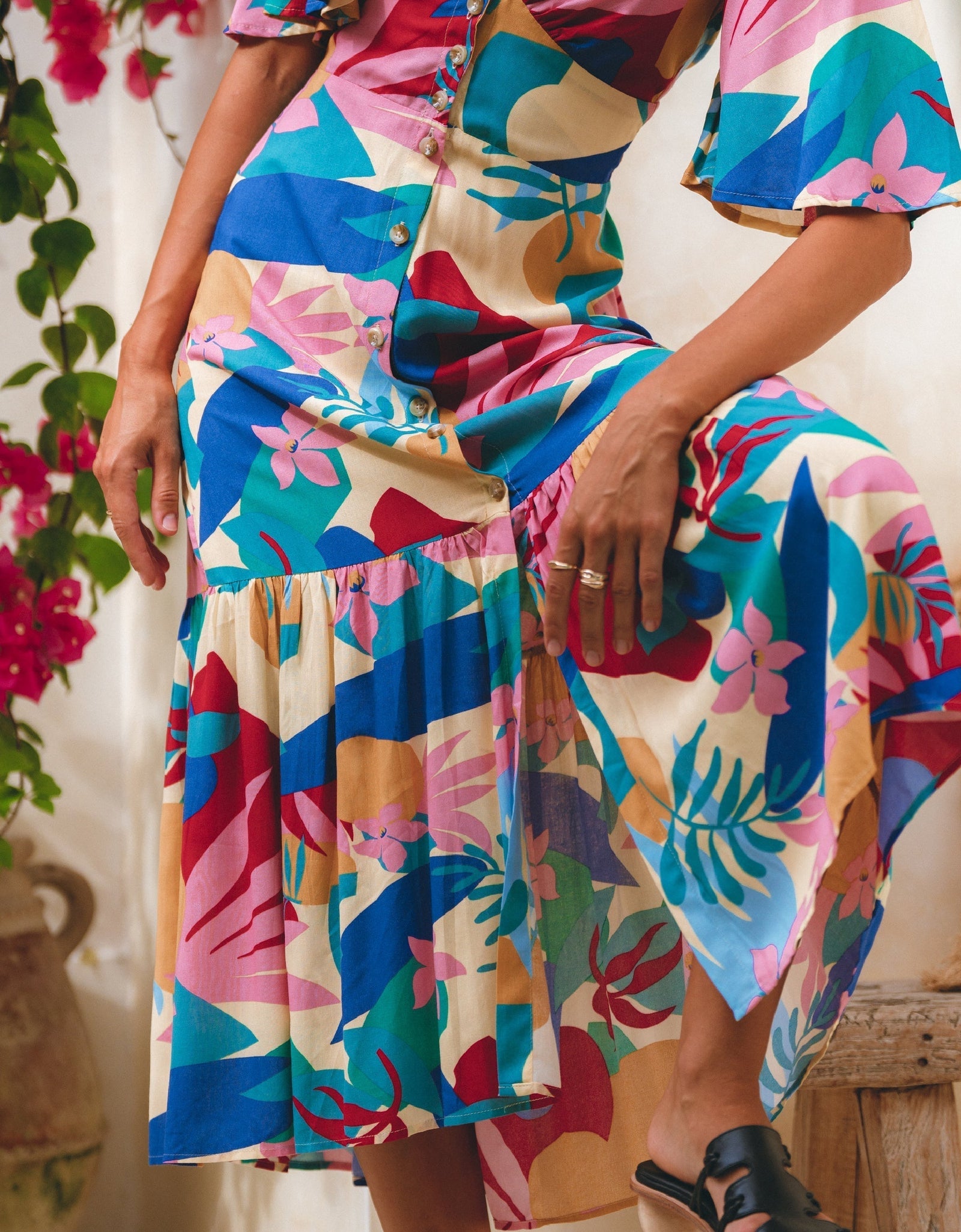Donna Button Down Midi Dress by ELF
