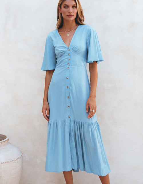 Load image into Gallery viewer, Donna Button Down Midi Dress by ELF
