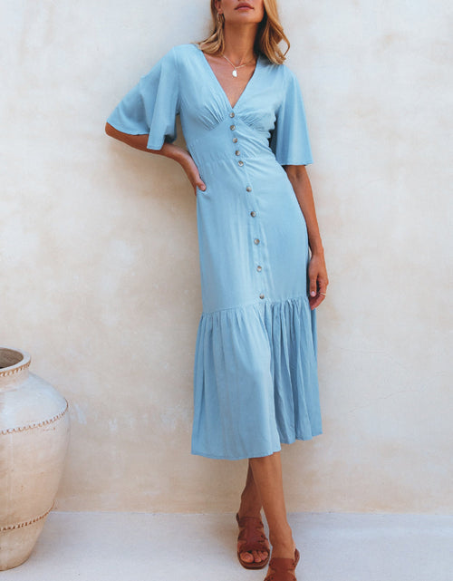Load image into Gallery viewer, Donna Button Down Midi Dress by ELF
