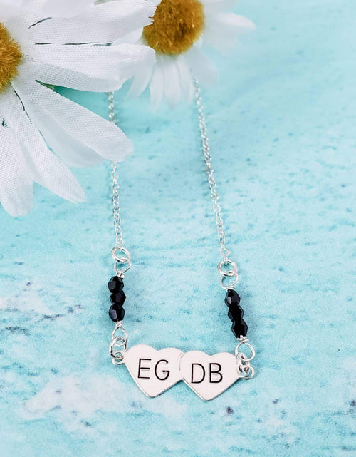 Load image into Gallery viewer, Double Heart Initial Custom Necklace by Salt and Sparkle
