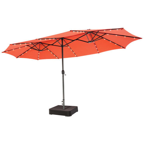 Load image into Gallery viewer, 15 Feet Double-Sided Patio Umbrella with 48 LED Lights-Orange
