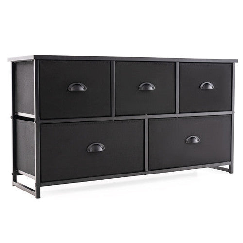 Load image into Gallery viewer, Dresser Storage Tower with 5 Foldable Cloth Storage Cubes-Black
