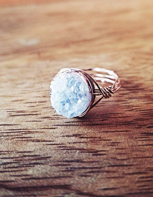 Load image into Gallery viewer, Druzy Crystal Wire Wrapped Stacking Ring by Salt and Sparkle
