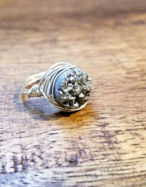 Load image into Gallery viewer, Druzy Crystal Wire Wrapped Stacking Ring by Salt and Sparkle
