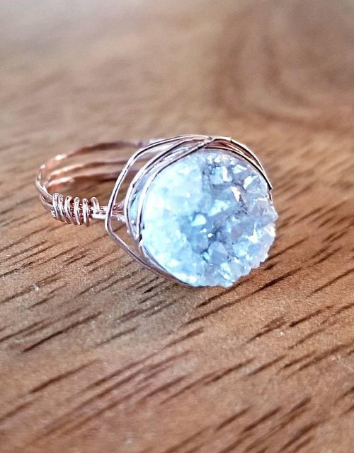 Load image into Gallery viewer, Druzy Crystal Wire Wrapped Stacking Ring by Salt and Sparkle
