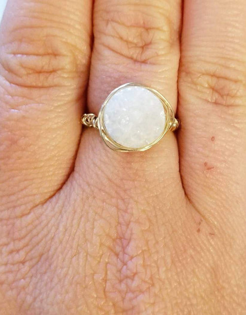 Load image into Gallery viewer, Druzy Crystal Wire Wrapped Stacking Ring by Salt and Sparkle
