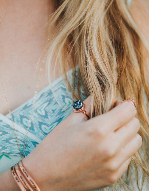 Load image into Gallery viewer, Druzy Crystal Wire Wrapped Stacking Ring by Salt and Sparkle
