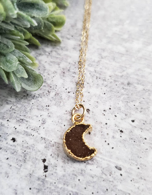 Load image into Gallery viewer, Druzy Moon Layering Necklace by Salt and Sparkle
