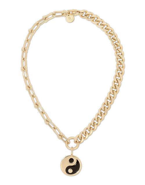 Load image into Gallery viewer, Dual Chain Necklace With Lage Enamel Yin Yang Pendant by eklexic jewelry
