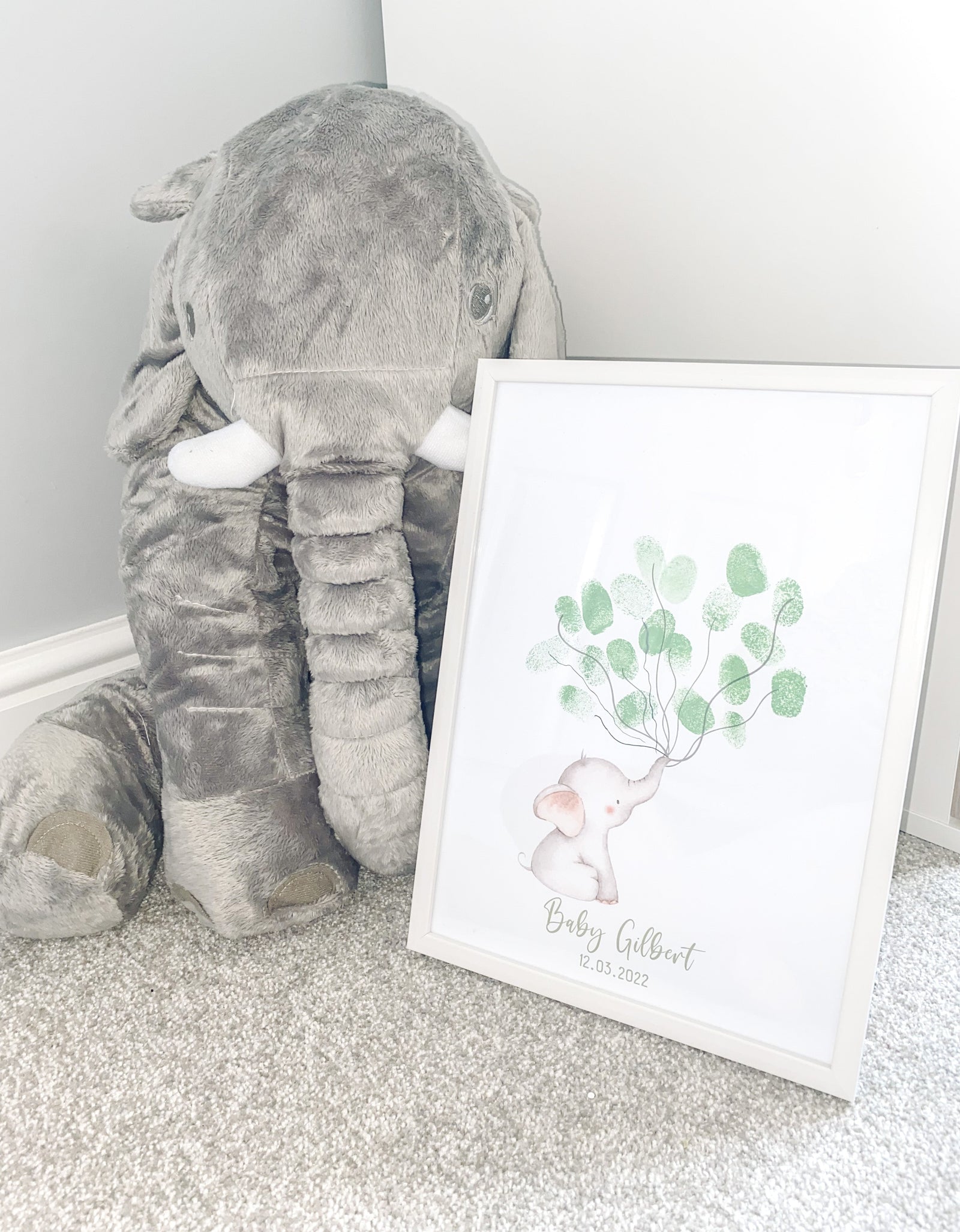 Baby Boy Girl Any Colour Wording Elephant Baby Shower Finger Print Decor Print by WinsterCreations™ Official Store