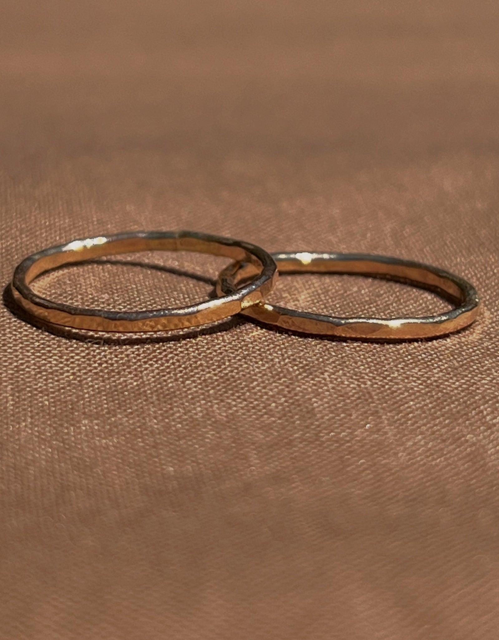 14k Yellow Gold Hammered Rings by Toasted Jewelry
