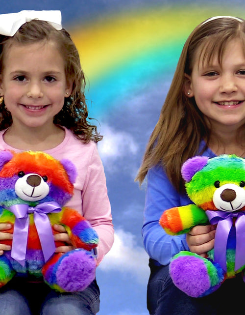 Load image into Gallery viewer, Rainbow Teddy Bear Plush Stuffed Animal Cuddly Soft 12 inch by The Noodley
