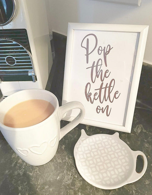 Load image into Gallery viewer, Pop the Kettle On Grey Kitchen Simple Wall Decor Print by WinsterCreations™ Official Store
