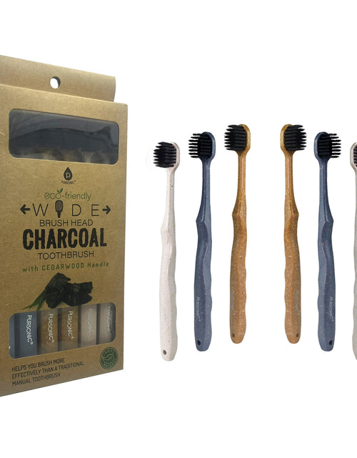 Load image into Gallery viewer, Wide Brush Head Charcoal Toothbrush by Pursonic
