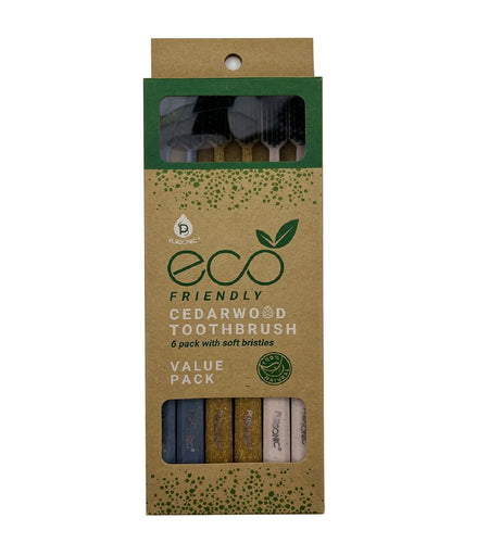 100% Eco-friendly Cedarwood Toothbrushes (6 Pack) by Pursonic