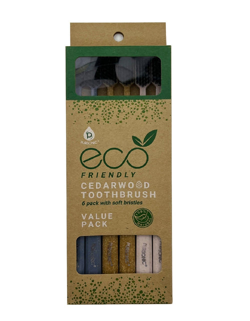 Load image into Gallery viewer, 100% Eco-friendly Cedarwood Toothbrushes (6 Pack) by Pursonic
