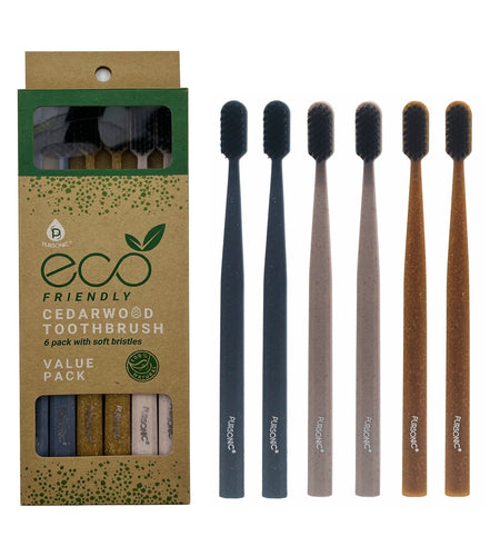 100% Eco-friendly Cedarwood Toothbrushes (6 Pack) by Pursonic