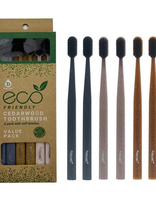 Load image into Gallery viewer, 100% Eco-friendly Cedarwood Toothbrushes (6 Pack) by Pursonic

