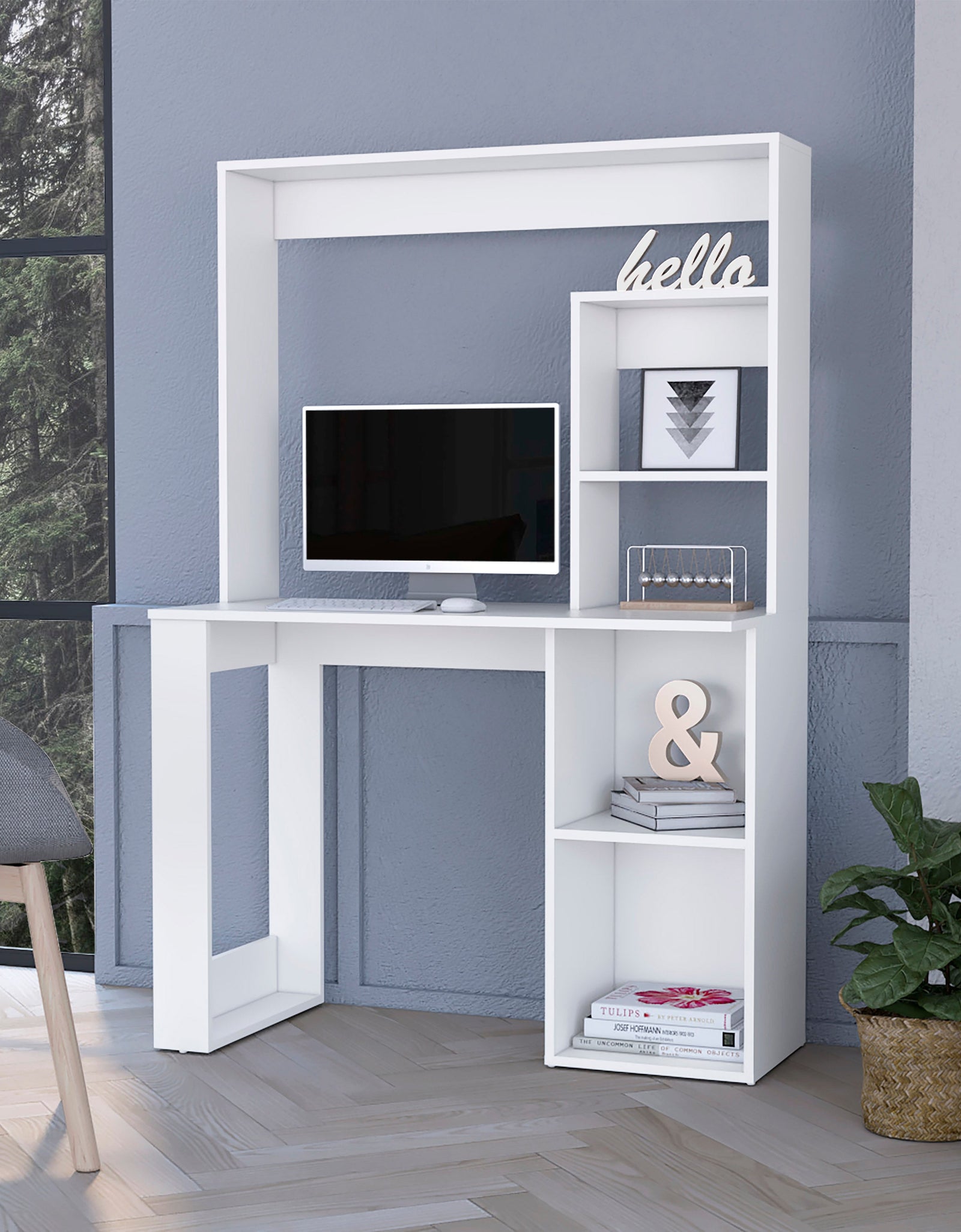 Carroll Computer Desk with Hutch and Shelves by FM FURNITURE