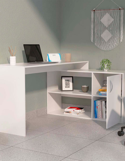 Load image into Gallery viewer, Dallas L-Shaped Home Office Desk, Two Shelves, One Drawer by FM FURNITURE

