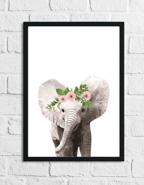 Load image into Gallery viewer, Elephant Wild Animal Floral Nursery Children's Room Wall Decor Print by WinsterCreations™ Official Store
