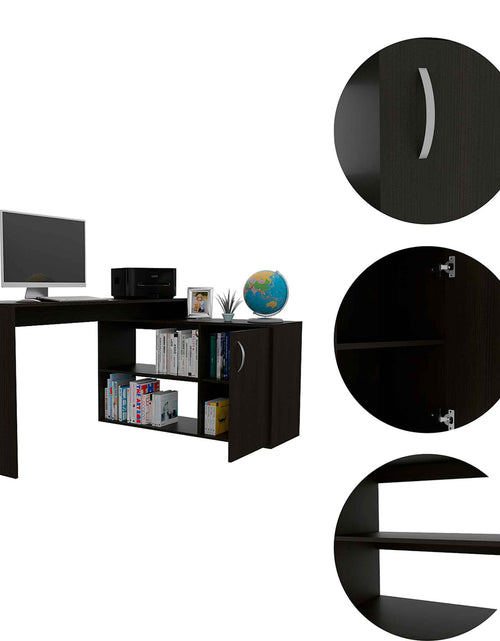 Load image into Gallery viewer, Dallas L-Shaped Home Office Desk, Two Shelves, One Drawer by FM FURNITURE
