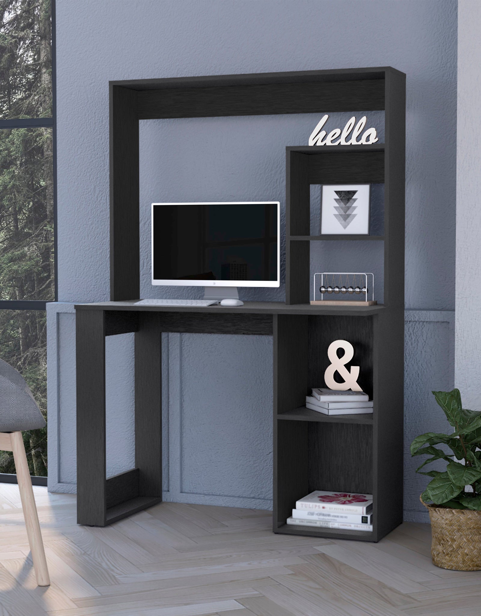 Carroll Computer Desk with Hutch and Shelves by FM FURNITURE
