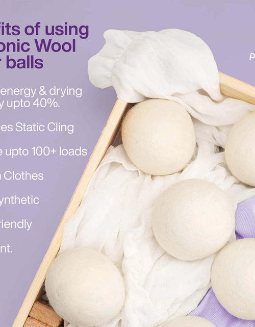 Load image into Gallery viewer, Wool Dryer Balls Bundle - Reusable Laundry Balls Made from Pure New Zealand Wool - Includes Lavender &amp; Peppermint Oils by Pursonic
