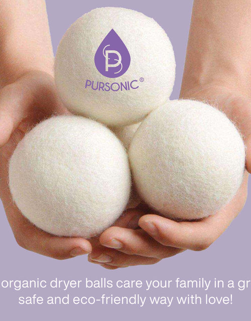 Load image into Gallery viewer, Wool Dryer Balls Bundle - Reusable Laundry Balls Made from Pure New Zealand Wool - Includes Lavender &amp; Peppermint Oils by Pursonic
