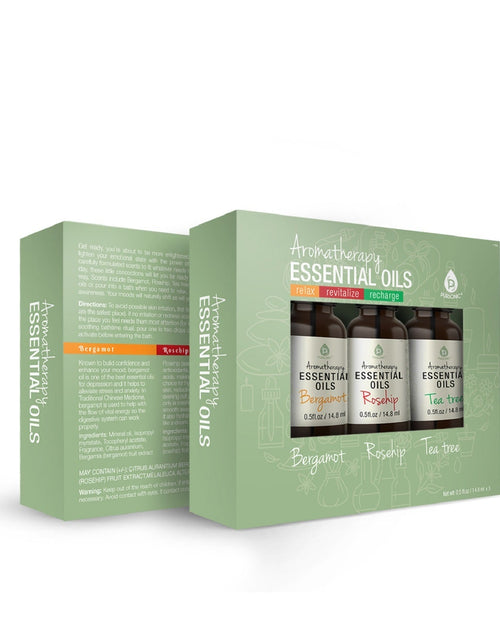 Load image into Gallery viewer, Aromatherapy Essential Oils (Bergamot, Rosehip, Tea Tree) by Pursonic
