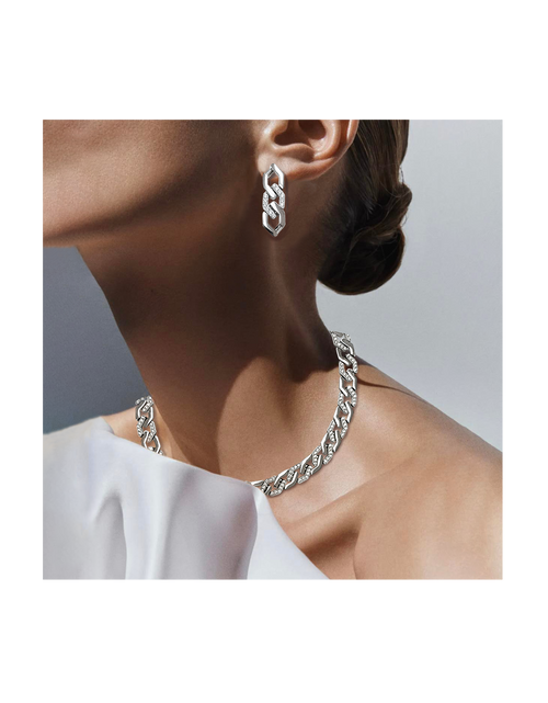 Load image into Gallery viewer, C101W B.Tiff Pavé High Polish Flat Angular Cuban Link Necklace by B.Tiff New York
