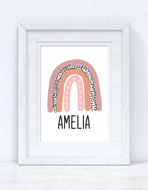 Load image into Gallery viewer, Earthy Pinks Rainbow Name Boho Children's Room Wall Bedroom Decor Print by WinsterCreations™ Official Store
