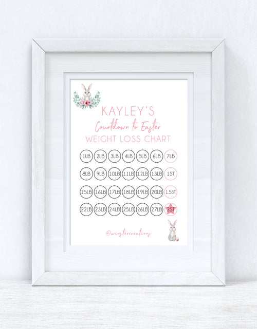 Load image into Gallery viewer, Personalised Name Countdown To Easter Spring A4 Weight Loss Diet Slimming Chart Tracker Print - st. lb Units - Laminated With Stars by WinsterCreations™ Official Store
