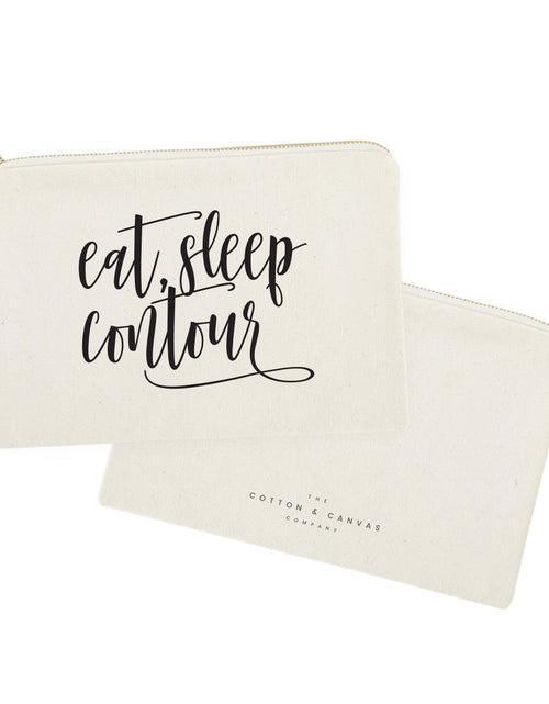 Load image into Gallery viewer, Eat, Sleep, Contour Cotton Canvas Cosmetic Bag by The Cotton &amp; Canvas Co.
