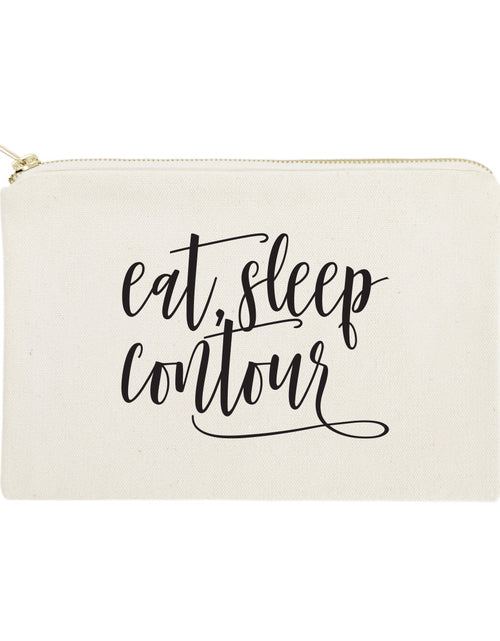 Load image into Gallery viewer, Eat, Sleep, Contour Cotton Canvas Cosmetic Bag by The Cotton &amp; Canvas Co.
