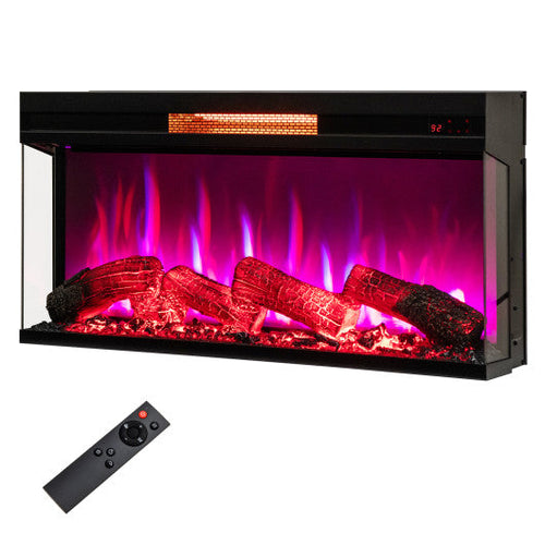 Load image into Gallery viewer, 36 Inch 3-Sided 1500W Electric Fireplace with 7-Color Flame-Black
