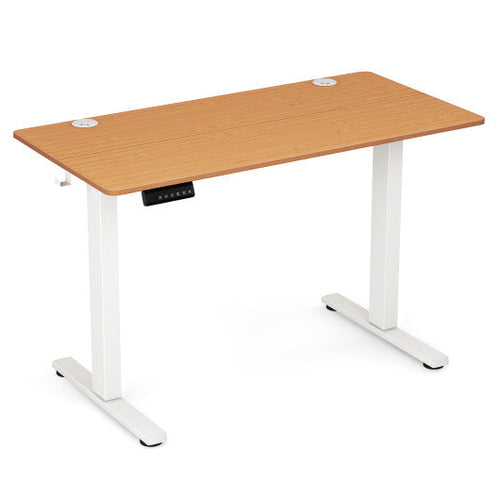 Load image into Gallery viewer, Electric Standing Desk with 3 Memory Height Settings and 2 Hanging Hooks &amp; Cable Management-Natural

