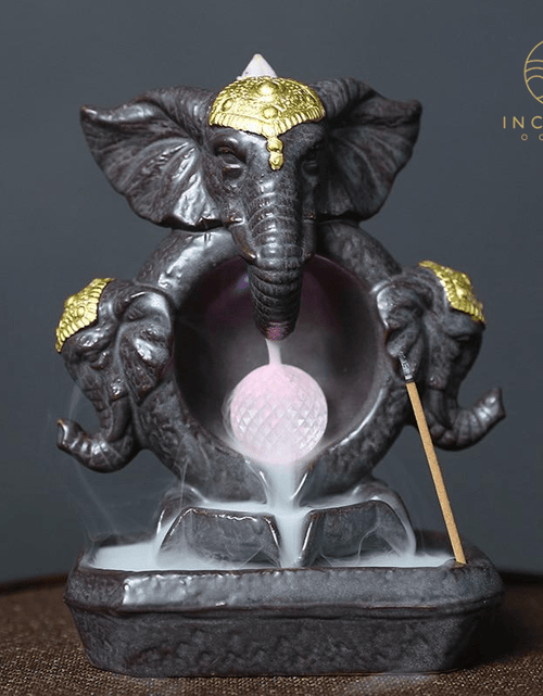 Load image into Gallery viewer, Elephant Statue Waterfall Incense Burner by incenseocean
