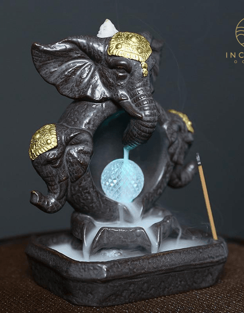 Load image into Gallery viewer, Elephant Statue Waterfall Incense Burner by incenseocean
