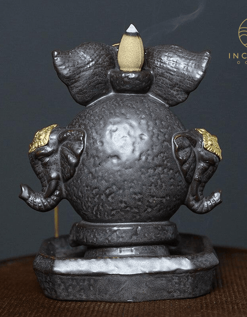Load image into Gallery viewer, Elephant Statue Waterfall Incense Burner by incenseocean
