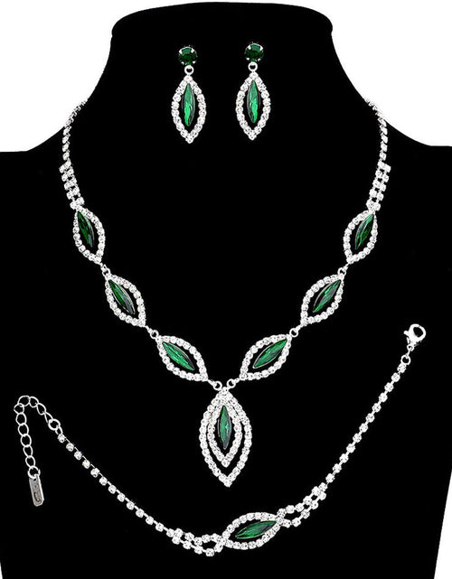 Load image into Gallery viewer, Marquise Rhinestone Necklace Jewelry Set by Madeline Love
