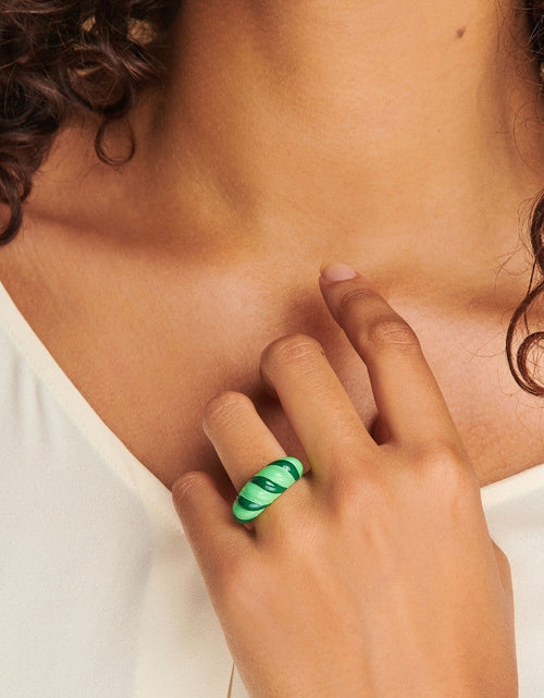 Load image into Gallery viewer, Emerald Green Croissant Ring by Little Sky Stone
